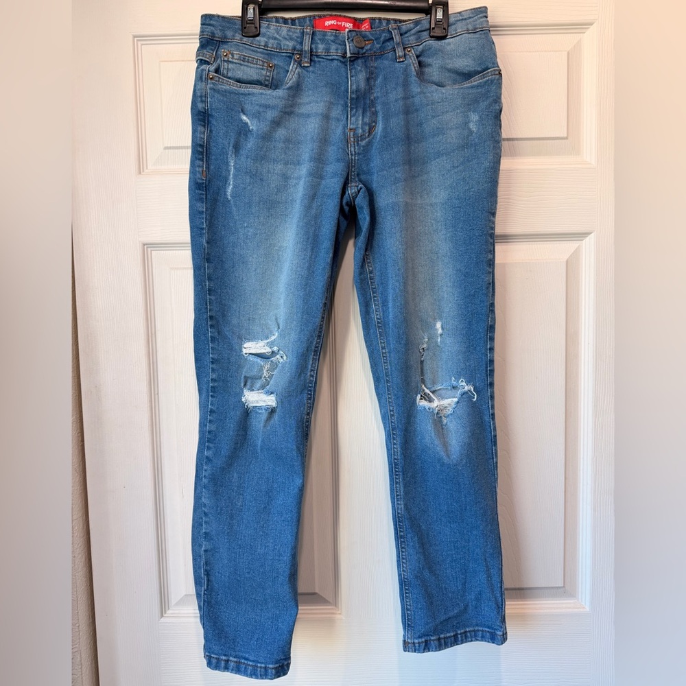 Ring of Fire Distressed Classic Blue Denim Jeans | Men’s